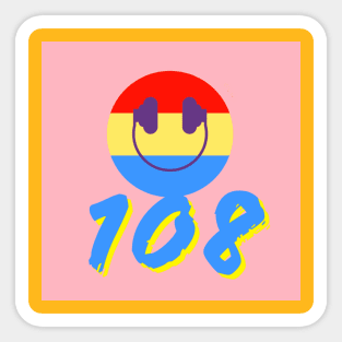 108 smiley face logo Sticker